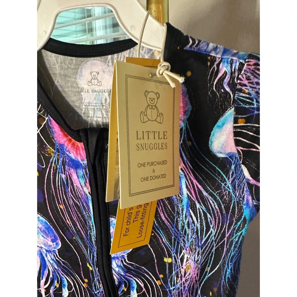 Little Snuggles Bamboo Viscose Jellyfish Sleeper Pajamas Black Pink Purple 3T